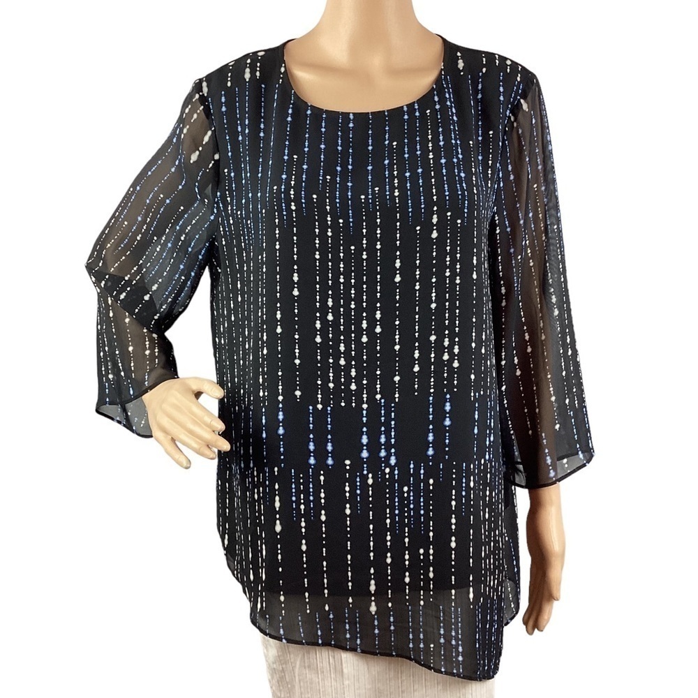 Cato Top Size L Black Print Layered